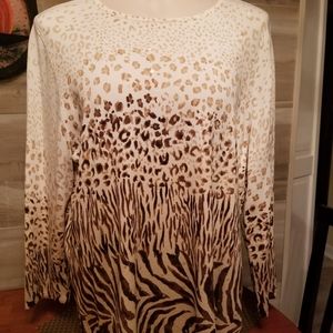 Alfred Dunner Sequence XL Animal Print Top